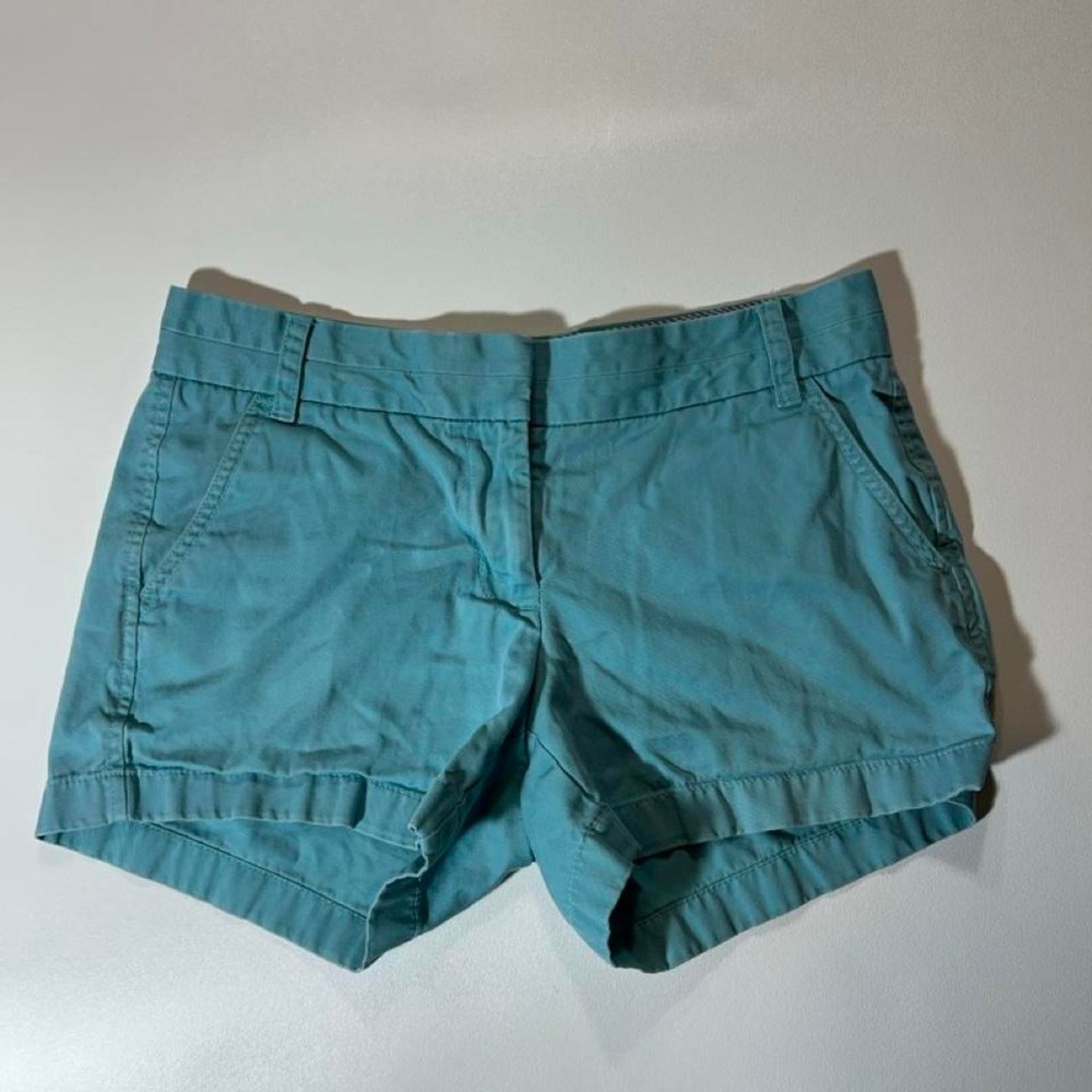 J.Crew Chino Shorts Womens Size 4 Teal Cotton Flat Front